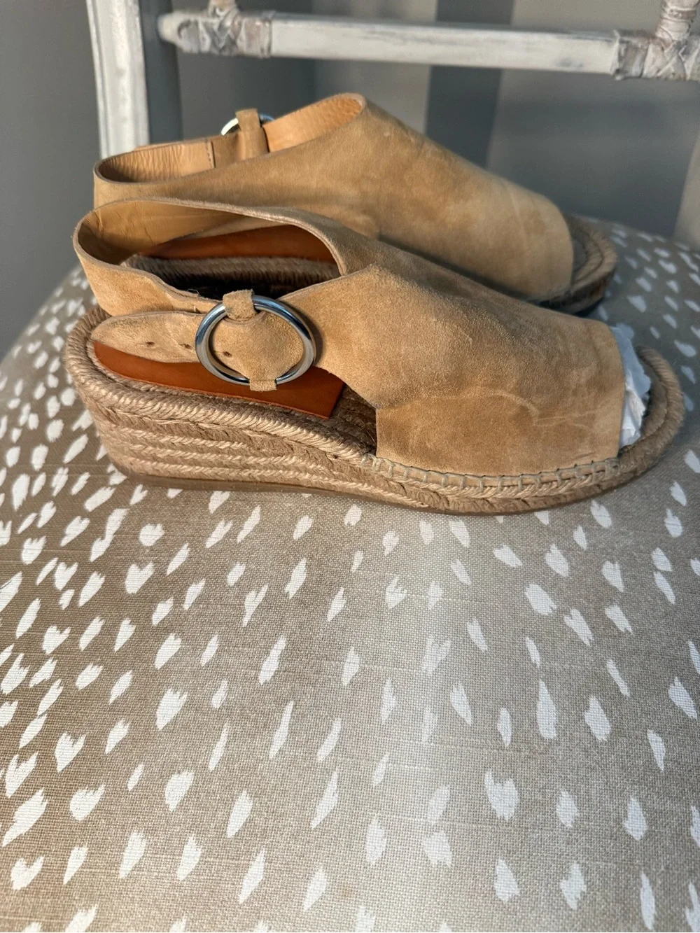 rag & bone Tan Suede Espadrille Wedge Sandals